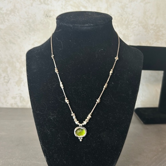 Jewelry - Silpada Sterling Silver Green Glass "Daintree" Beaded Pendant